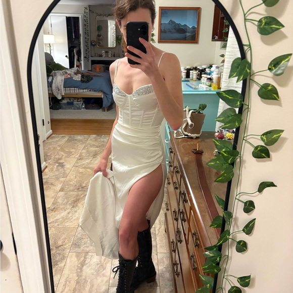 Fashion Nova White Silk Asymmetrical Dress - Picture 4 of 8
